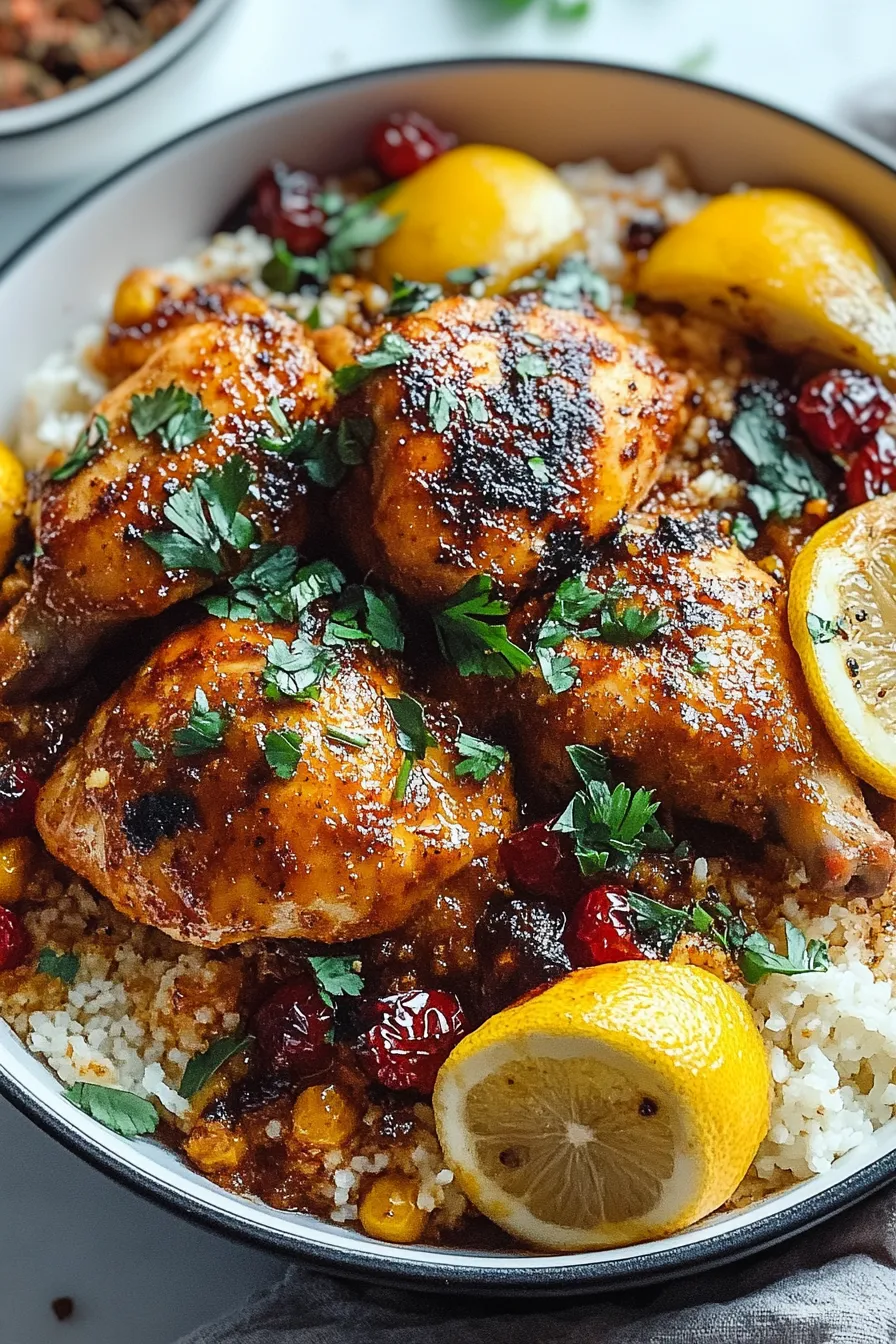 Aromatic Moroccan Chicken: Spiced with Olives, Lemon, and Dried Fruit